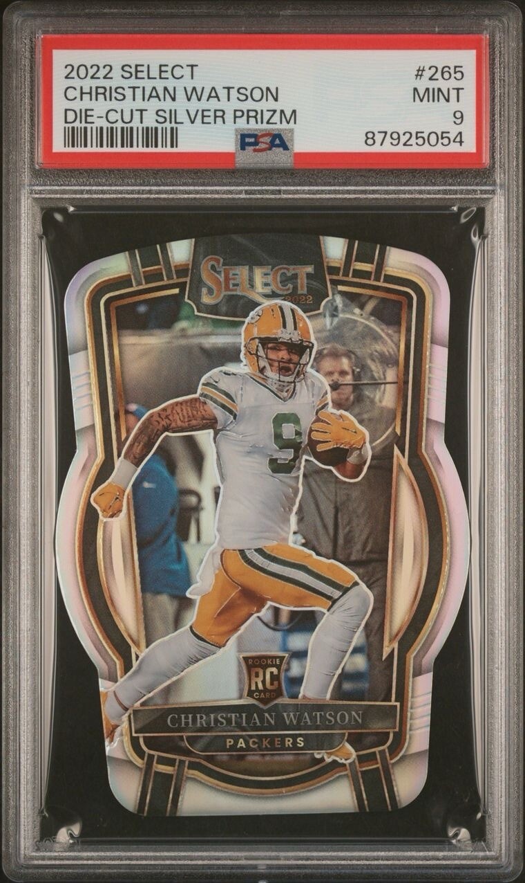 2022 Select Christian Watson RC Die Cut Silver Prizm #265 PSA 9 Packers