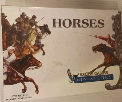 Eagle Games Plastic Horses 1/72 -  Grey ,brown,black New