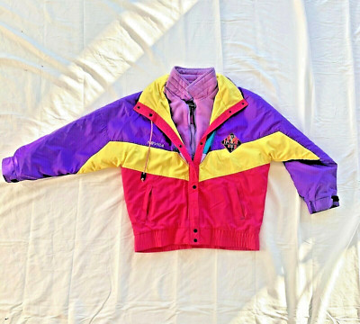 80s Vintage Nevica Premire Neige Ski Coat Neon Colorblock FS16 MC 34L Snow