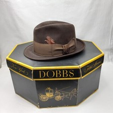 Vintage Dobbs Fedora Hat Brown With Feather Fifth Avenue New York Size 7
