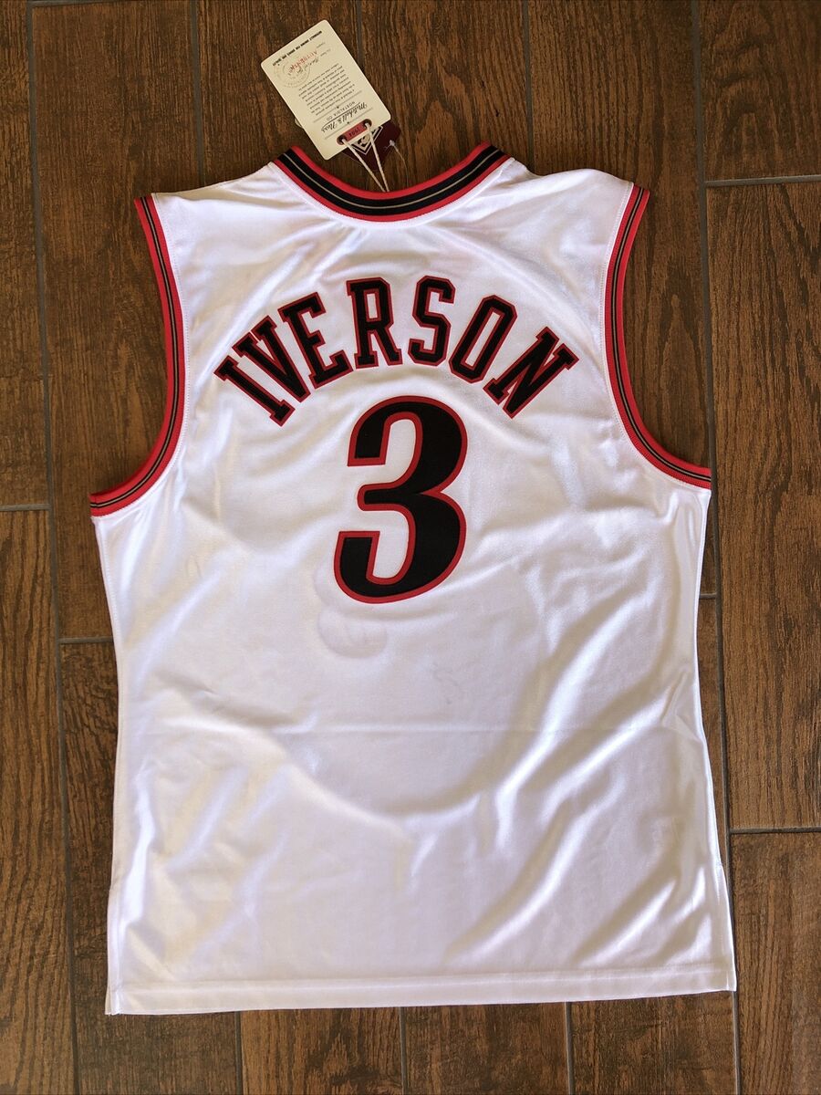 アレイン・アイバーソ　サイン Allen Iverson Signed Jersey White Authentic Mitchell & Ness