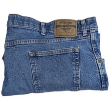 WRANGLER Stretch Jeans Mens 46x23.5 Short Blue Denim Pants Reg Fit Elastic Waist