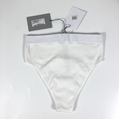 国内発送バレンシアガ ロゴ ヴィル NWT Balenciaga Logo Waist Rib Briefs White Size 2 (Medium