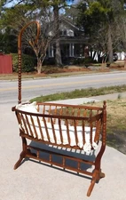 Baby Cradle Bassinet--Rocking Jenny Lind Style--Bentwood Mosquito Netting Holder