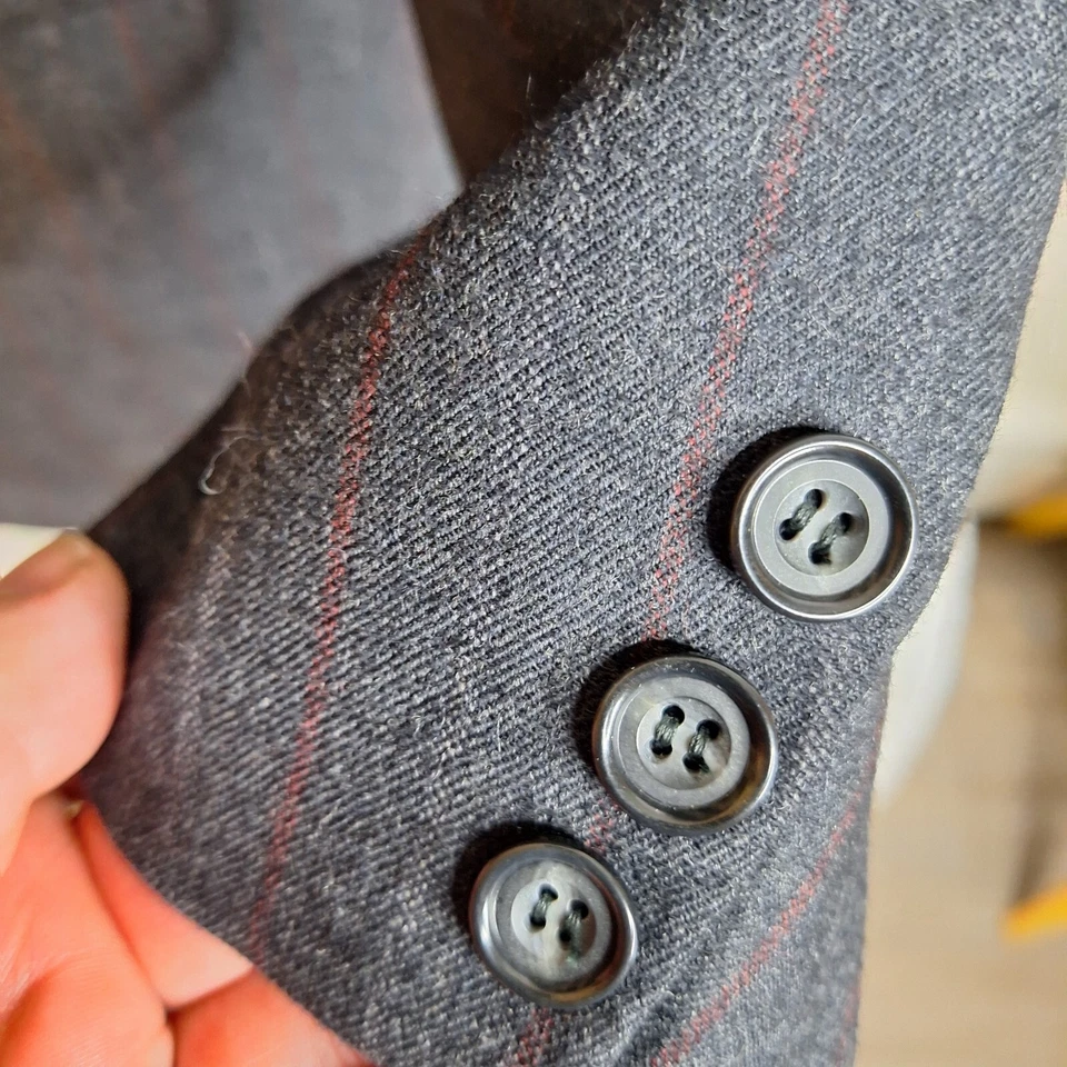 Костюм мужской Kingsridge 1970-е 2 предмета 44R 38X29 полоса древесного угля шерсть на 3 пуговицах - Изображение 4 из 4