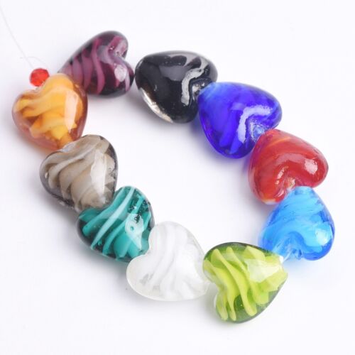 Cuentas sueltas de vidrio de murano hechas a mano en forma de corazón de 16x14 mm 10 un. para joyería hágalo usted mismo - Imagen 2 de 25