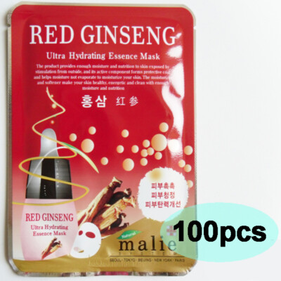 100pcs MALIE RED GINSENG Face Mask Packs Sheet Moisture Nourishing EXPRESS SHIP