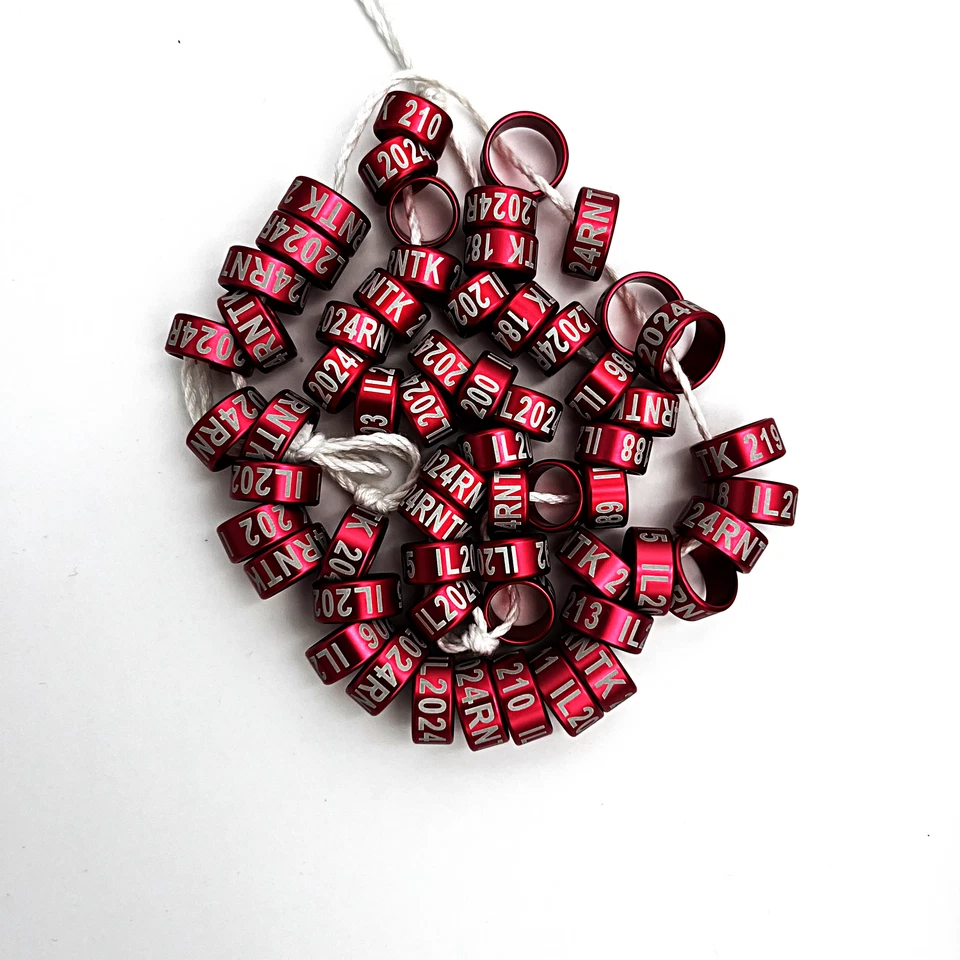 100PCS 2.6mm~8mm Personalized Aluminum Closed Bird Leg Bands - Laser engraved - Image 3 of 4