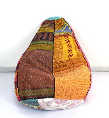Handmade Quilted Cotton Floral Bohemian Decorative Bean Bag Hassock Pouf e