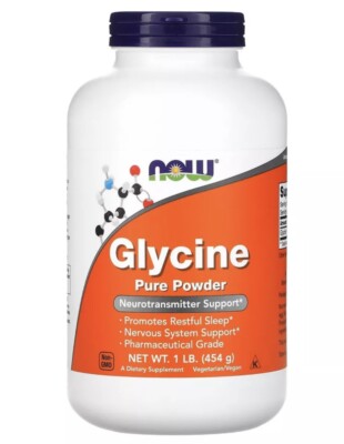 Now Foods Glycine Pure Powder 1 lb 454 g GMP Quality Assured, Vegan, Vegetarian