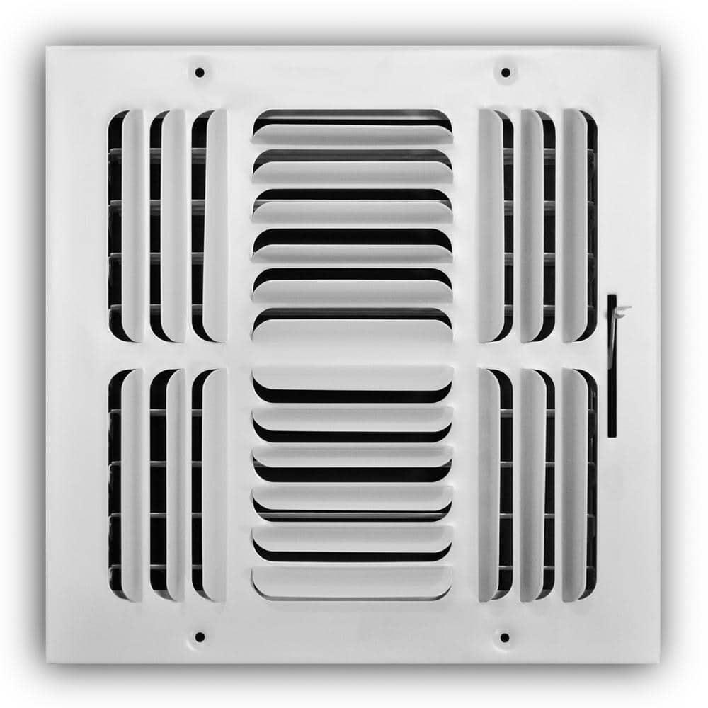 10 in. x 10 in. 4-Way Steel Fixed Curved Blade Wall/Ceiling Register in White