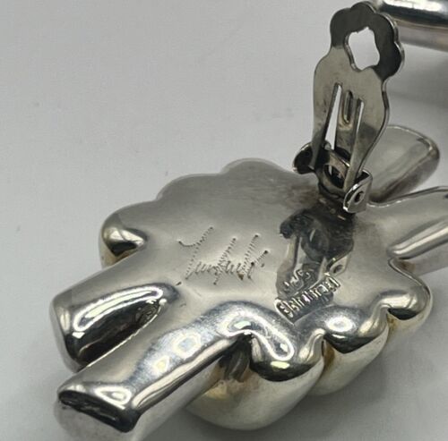 Sterling Silver Hollow Clip On Drop Earrings - Picture 4 of 5
