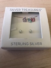 Neu im Karton Silver Treasures-Sterlingsilber Halskette und Ohrring Set Schmetterlinge-Kinder