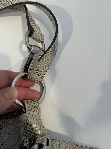 B.Makowski Women's Silver Metallic Snakeskin Silver Hardware Purse - Picture 3 of 10