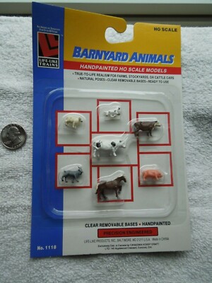NEW IN PACKAGE 7 HO SCALE HANDPAINTED BARNYARD ANIMALS by LIFE LIKE 