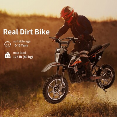 36V Electric Dirt Bike for 6+ Year Kids Ride on Motorcycle 350W Brushless Motor