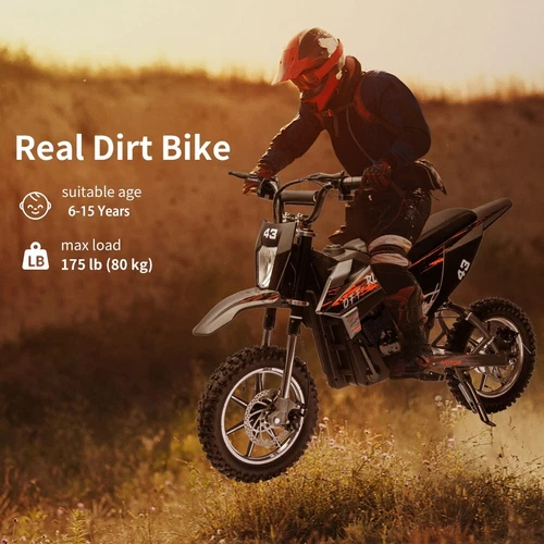 36V Electric Dirt Bike for 6+ Year Kids Ride on Motorcycle 350W Brushless Motor