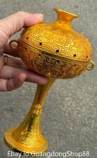 Old Chinese Copper Gold Dynasty Palace high-footed incense burner Censer