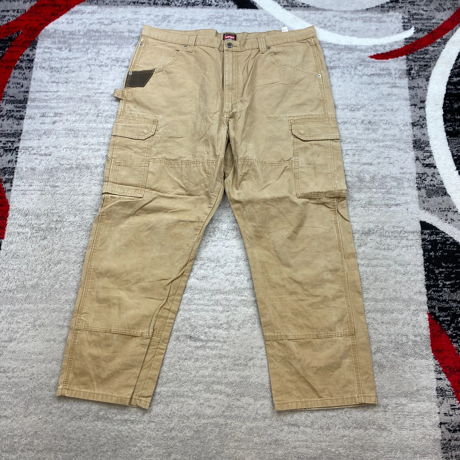 Wrangler Riggs Canvas Double Knee Cargo Pants 42 Brown Y2K Carpenter 42x30 Mens