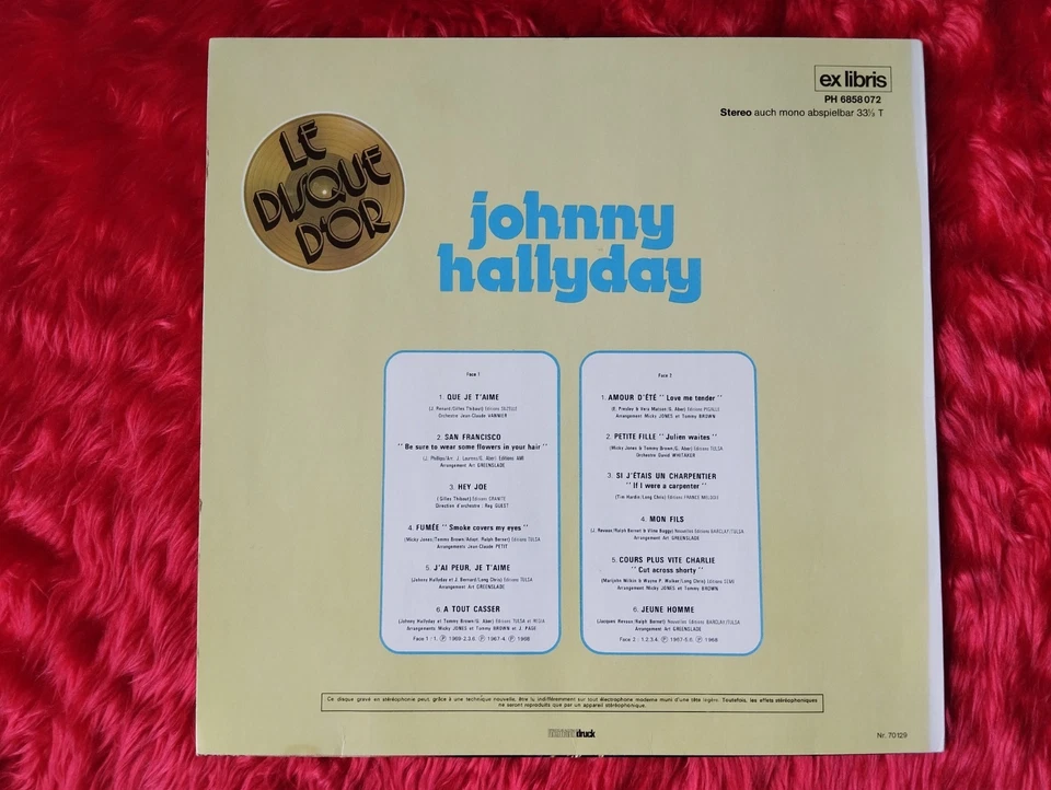 Rare,  pressage  SUISSE  : 33 t. "Disque d'Or" original de Johnny Hallyday 1973 - Photo 3/4