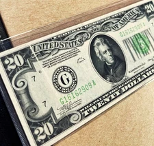 1934 $20 Federal Reserve Note CHICAGO "Gutter Fold ERROR" - XF/ AU