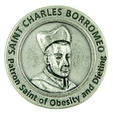 Schutzpatron der Fettleibigkeit und Diät Heiliger Karl Borromäus Gebet Taschenmedaille von