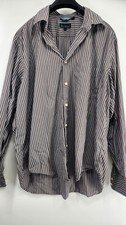 BODEN MENS Size 17 Brown Striped Long Sleeve Button Down Shirt