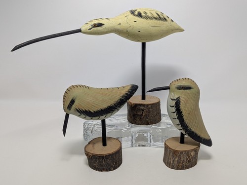 HERITAGE MINT SHOREBIRD DECOY, CURLEW ON WOOD BASE BIRD LOT OF 3