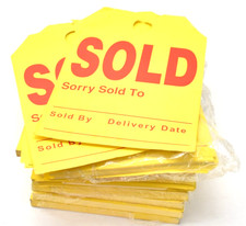 Large Size Jumbo Mirror Hang Tags Hold/Sold Yellow/Red Sold To/Hold For