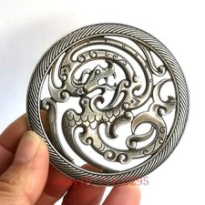 3.2 Inch Chinese Tibet Silver Carvings Dragon Phenix Necklace Pendant Collection