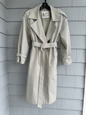 Vintage 80s London Fog Trench Coat Womens 6 Petite Belted Made in USA