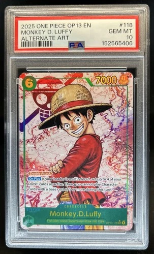 2025 One Piece Carrying On His Will Monkey D Luffy Alt Art #OP13-118 PSA 10