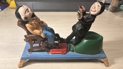 Vintage Dentist Pulling Teeth Mechanical Cast Iron Coin Bank Taiwan Needs Work?