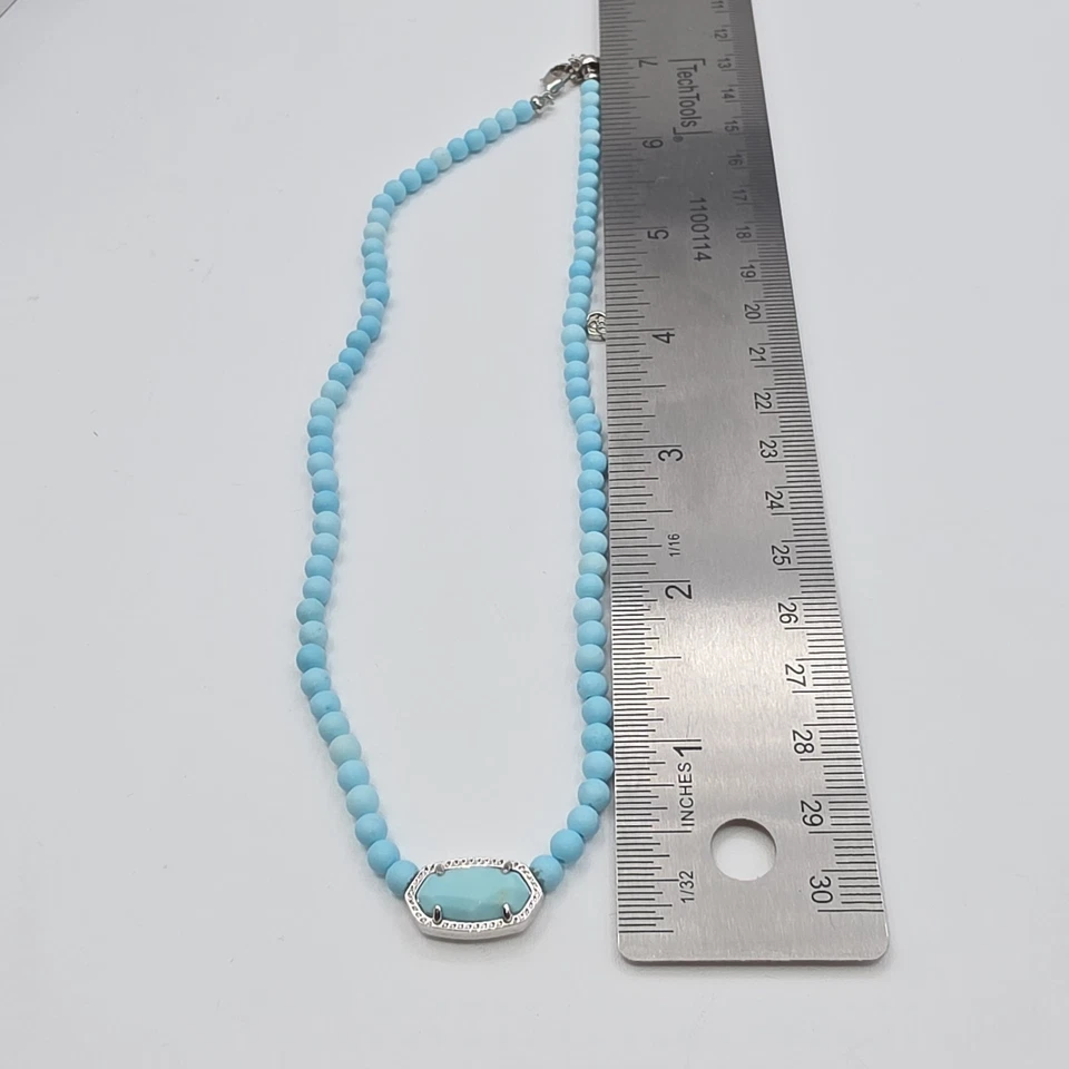 Colar de miçangas Kendra Scott Elisa cor turquesa miçangas pingente tom prata 19"" - Imagem 4 de 4