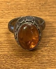Vintage Sterling Silver Amber Ring. Size 9