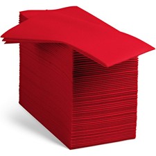 Linen-Feel Red Dinner Napkins - Cloth-Like & Soft Paper Napkins - 100 Pack