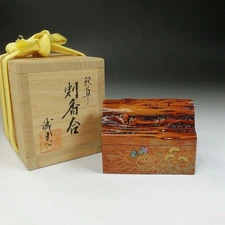 Autumn Grass Incense Holder Container Kisan Seishi w/Box Tea Ceremony Utensils 