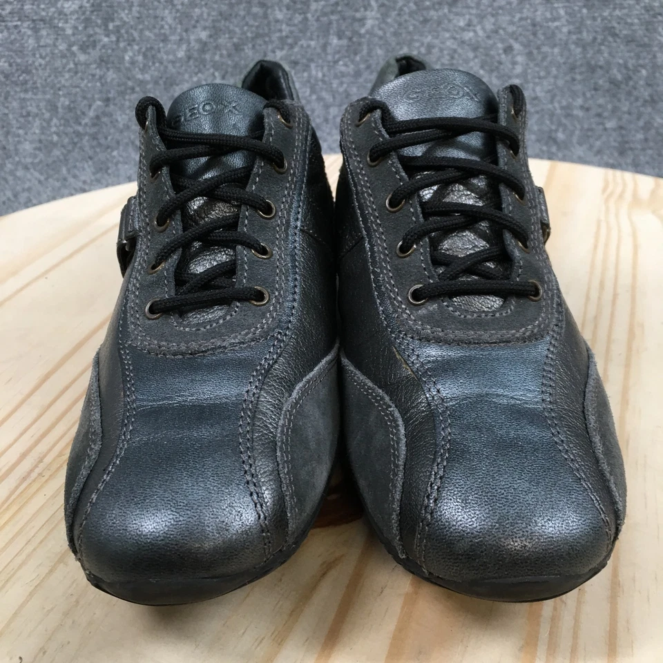 GEOX Respira Zapatos Mujer 39 Gris Informal Tenis Cuero Con Cordones Comodidad Baja Foto 4 de 4