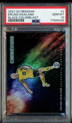 2021-22 Panini Obsidian Black Colorblast #2 Erling Haaland SSP PSA 10 GEM MINT