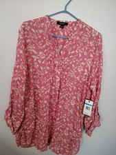Nine West Jeans Tunic Sz XL Desert Rose Brooks Crinkle  Rolled Sleeves And...