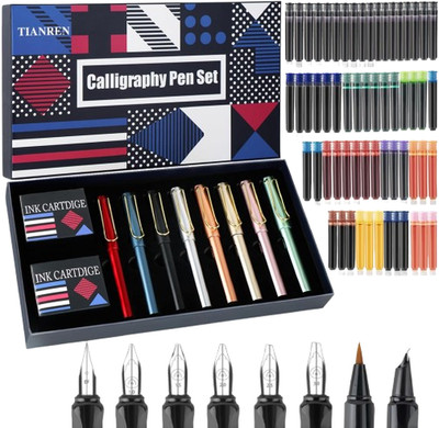 Calligraphy Pen Set,Fountain Pens with 8 Different Replaceable Nibs with 60 Ink 