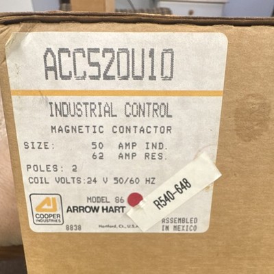 Arrow Hart ACC52DU10 Magnetic Contactor 2-Pole 62A 24V Model 86