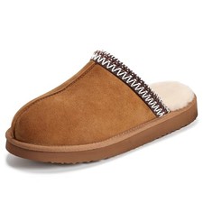 Fuzzy Slippers for Women Cozy House Shoes Winter Warm Memory Foam 8 Chestnut