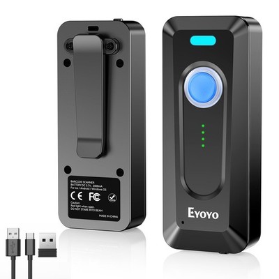 Eyoyo Portable Mini 2D&1D QR Bluetooth Barcode Scanner Wireless Clip EY-039B