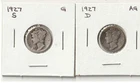 1927 D & 1927 S Mercury Dimes