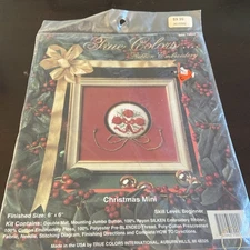 Christmas Mini Ribbon Embroidery KIT Red Roses Beginner Craft USA 6"  Cottage
