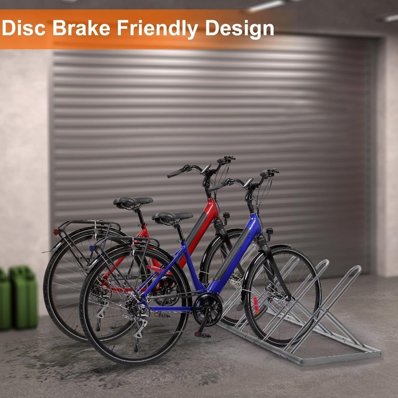 Adjustable Bicycles Floor Parking Stand for Indoor Garage, Organizer for 5 Bikes