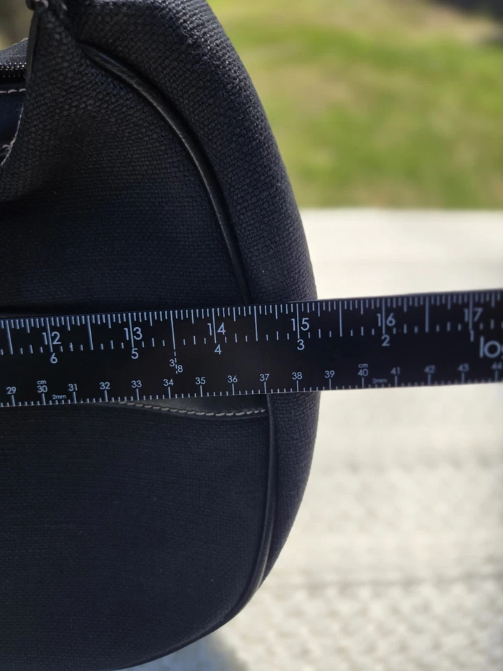 Bolso de Hombro Etienne Aigner Negro Tela Texturizada Algodón Yute Media Luna Hobo Foto 3 de 4