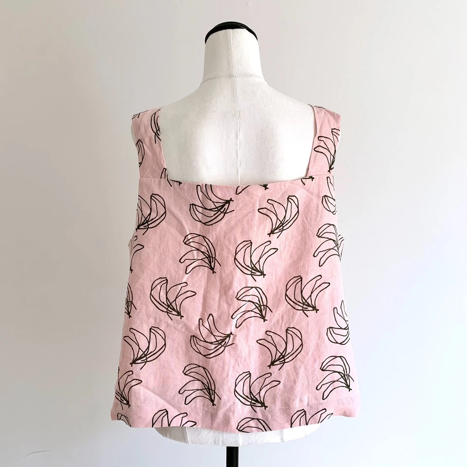 GORMAN pink banana lady fingers linen button sleeveless tank top sz 12 - Image 4 of 4
