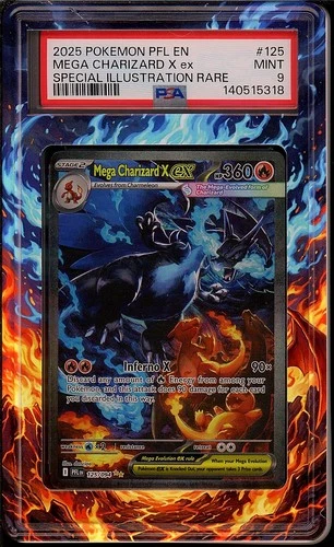 Pokemon 2025 Mega Charizard X ex 125/094 SIR Extended Art Case Included PSA 9